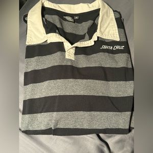 Santa Cruz Black and Gray Striped Collared Tshirt
